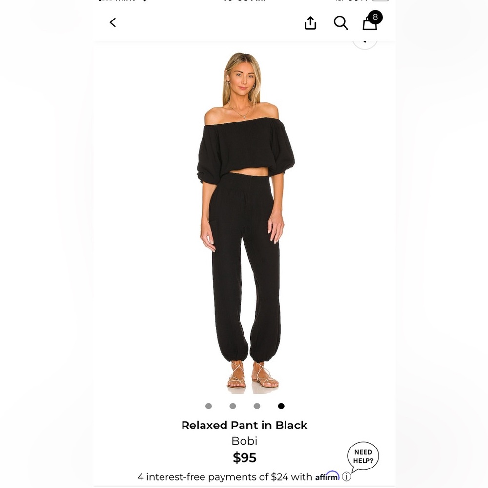 bobi Black relaxed pant in black size large